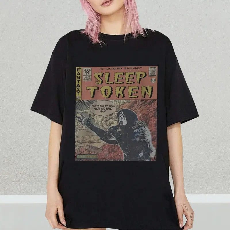 V1 Sleep Token Comic Shirt 90S Vintage Merch Book Art Take Me Back To Eden Album World Tour Ticket Graphic T-Shirt,...