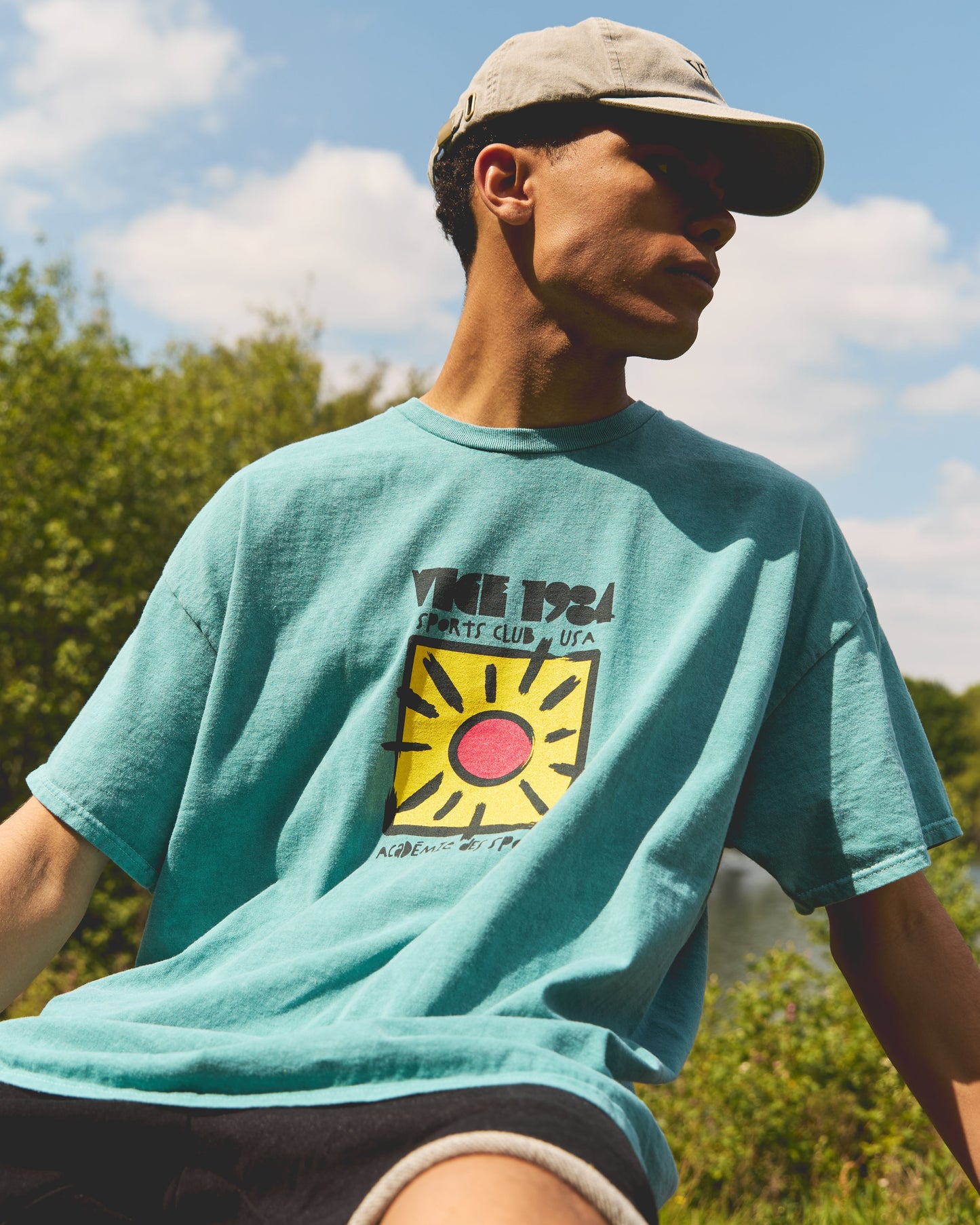 Vice 84 'Sun Sports Club' Vintage Washed Tee - Sage