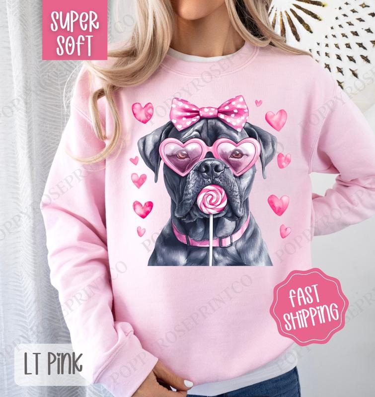 Valentine Cane Corso Sweatshirt, Valentine's Day Crewneck, Cute Women's Sweater T-Shirts, Hoodie | HypeCrazeTee.com