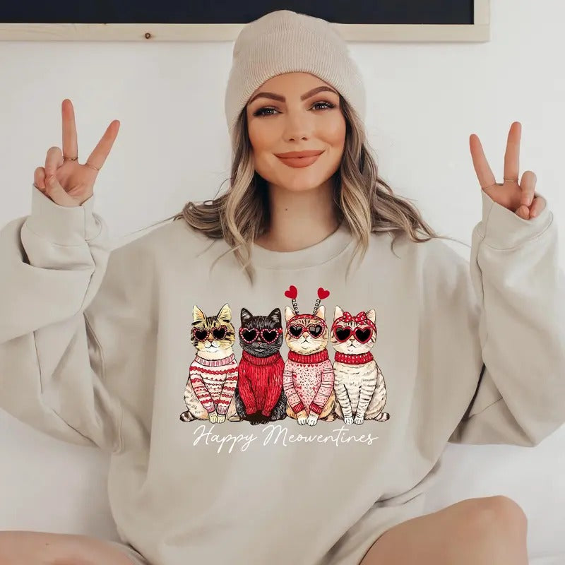 Valentine Cat Shirt, Heart Love Cat Shirt, Trendy Valentines, Cat Lover Shirt, Cute Valentine Gifts Hoodie, Sweatshirt