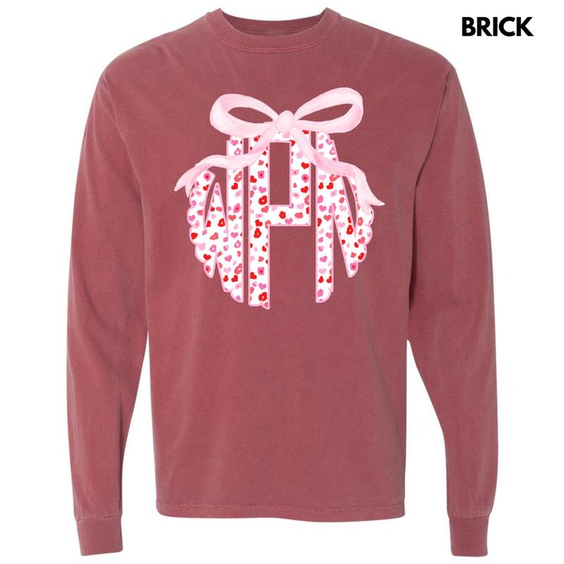 Valentine Cheetah Monogram Long Sleeve Comfort Colors T-Shirt 'NLB' Hoodie, Sweatshirt | HypeCrazeTee.com