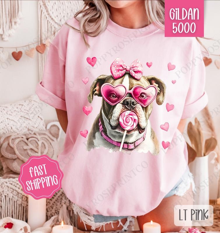 Valentine English Bulldog Shirt Gildan, Valentine's Day Women's Tee, Cute Women's Tshirt Plus Sizes Hoodie, Sweatshirt