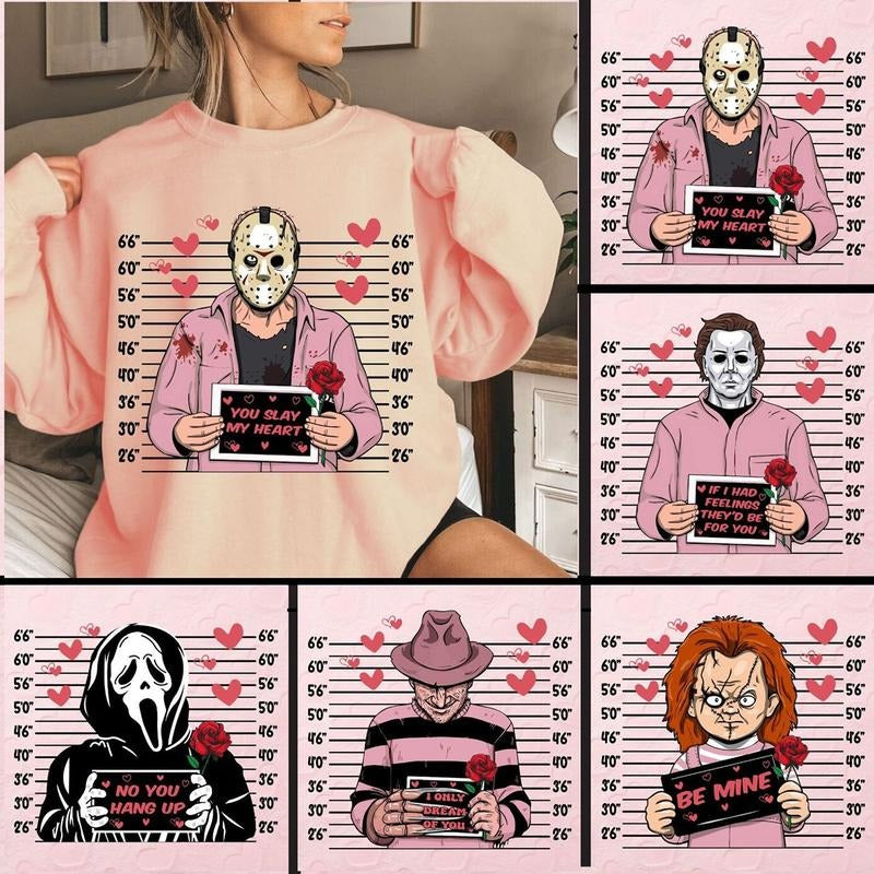 Valentine Horror Characters Sweatshirt, Hoodie, T-shirt, Valentine's Day Gifts | HypeCrazeTee.com