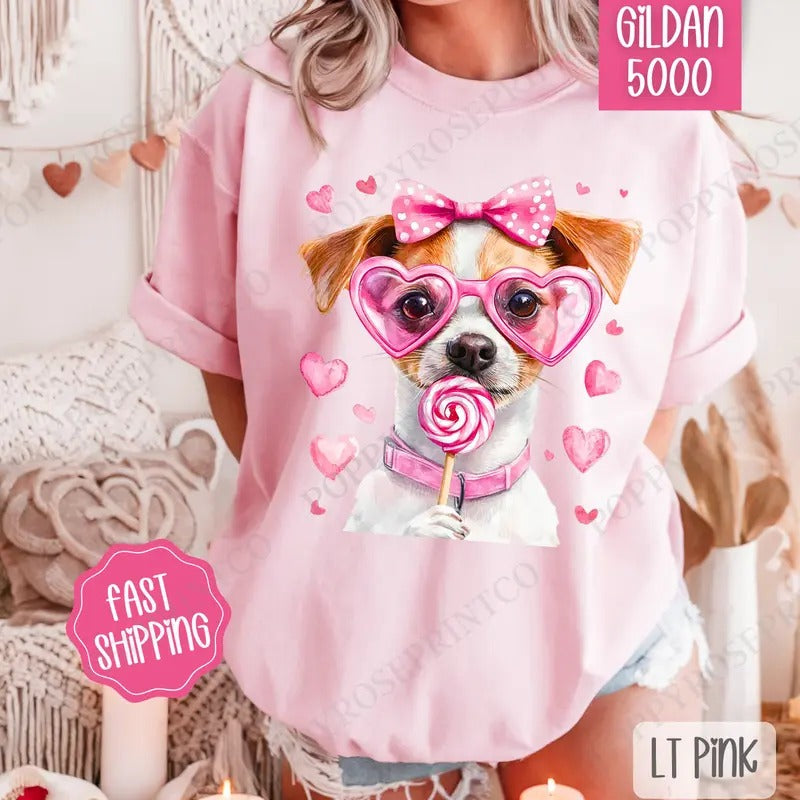 Valentine Jack Russell Shirt Gildan, Valentine's Day Women's Tee, Cute Women's Tshirt Plus Sizes Hoodie, Sweatshirt
