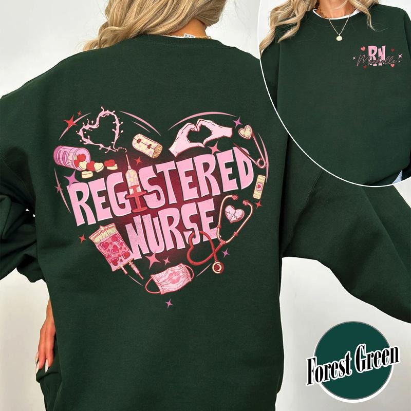 Valentine Registered Nurse Sweatshirt, for Work Cute Nurse Sweatshirt, Custom Valentine RN Nurse Sweatshirt, Nursing...