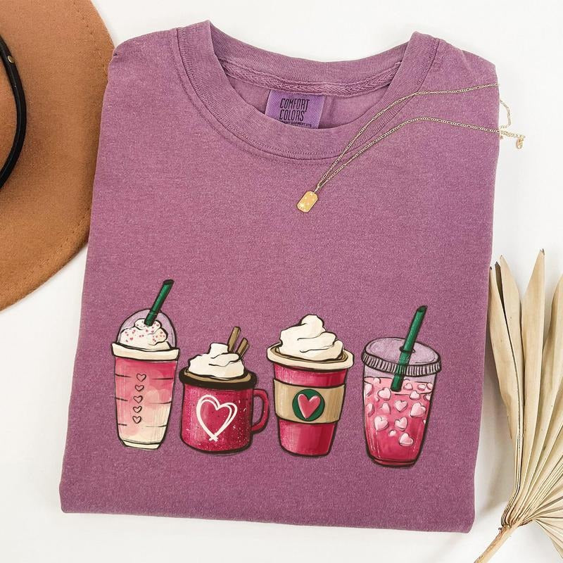 Valentine's Coffee, Drinks, Comfort Colors Tshirt, Valentine's Day, Valentine's Day Comfort Colors Tshirt, Women's...