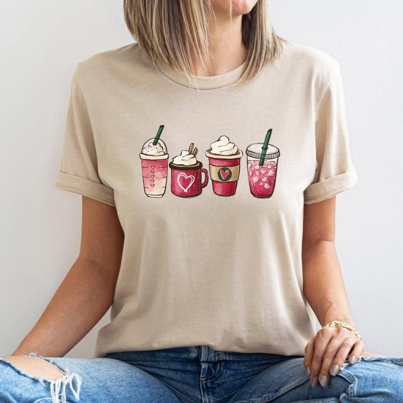 Valentine's Coffee, Drinks, Super Soft Tshirt, Valentine's Day Hoodie, Sweatshirt | HypeCrazeTee.com