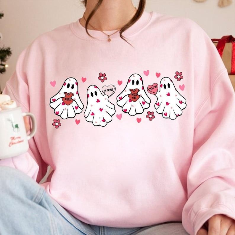 Valentine's Day Ghost Shirt, Trending Tiktok, Valentine Trending, Will you be My Boo Shirt, Girl Ghost Shirt Hoodie,...