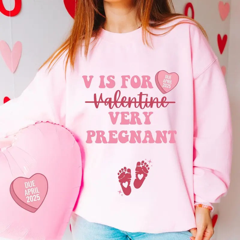 Valentine's Day Pregnancy Announcement Sweatshirt, Valentine Pregnancy Shirt, Gift for Expecting Mom, Valentine Baby...