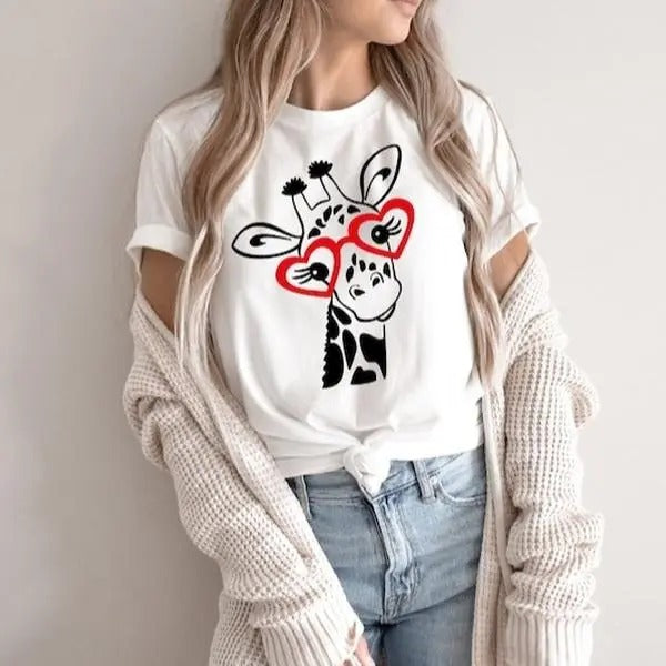 Valentine's Day Shirt, Giraffe Shirt, Women Valentine Gift, Love Shirt, Cute Valentines Day Shirt, Valentines Day Tee...