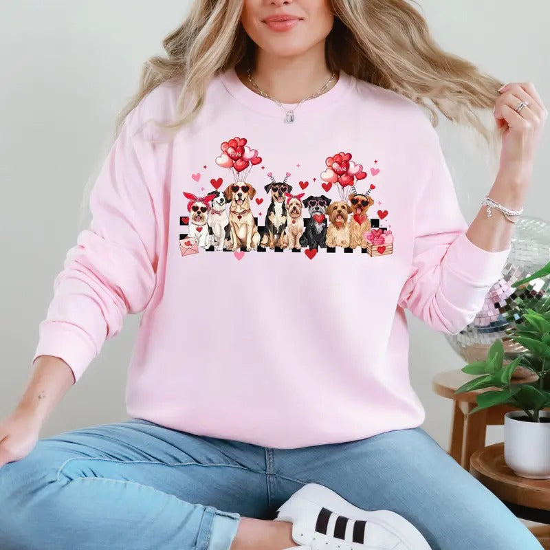 Valentine's Dogs, Animal Lover, Dog Breeds, Valentine's Day, Love Sweatshirt, Crew Neck, Women's, Crewneck, Valentine's...