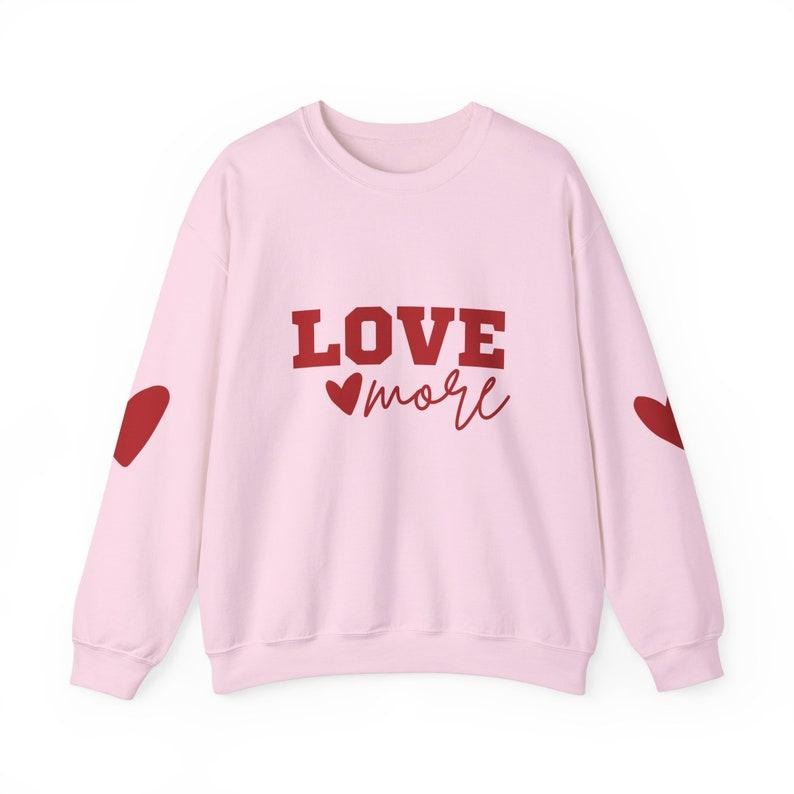 Valentine's Sweatshirt - Love Heart Sweatshirt - Heart Arm Patches - Cute Valentine's Sweater - Teacher Valentine's Shirt...