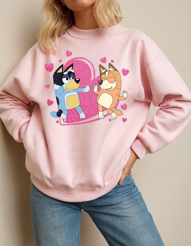Valentines Day Bluey Sweatshirt, Lovely Bluey and Bingo, Valentine Days Sweater Crewneck, Bluey Valentine Shirt, Bluey...