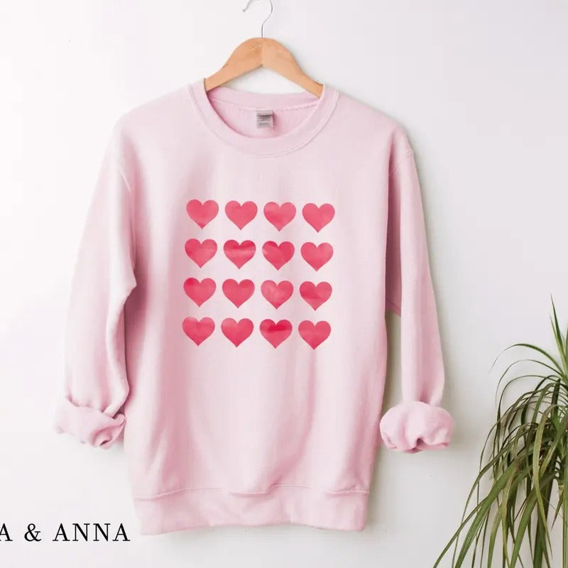 Valentines Day Heart Sweatshirt, Valentines Day Crewneck Sweatshirt, Valentine Sweatshirt, Cute Heart Shirt Hoodie