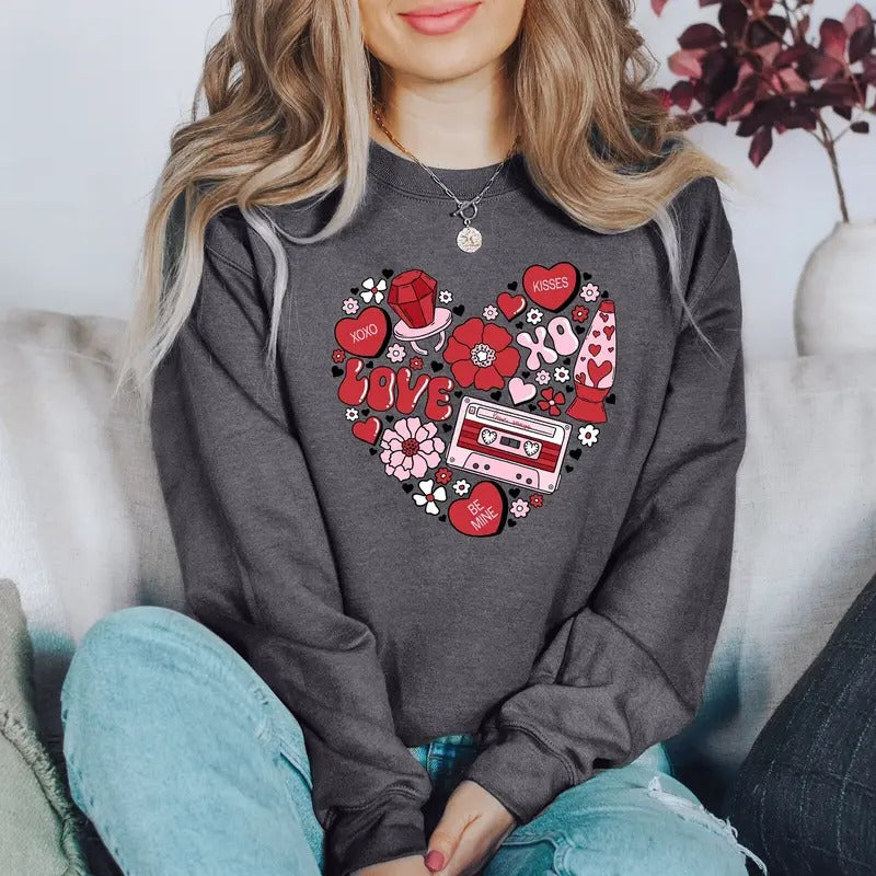 Valentines Day Shirt Women, Heart Sweatshirt, Valentine Sweatshirt for Women Valentines Day Gifts for Women Valentine...