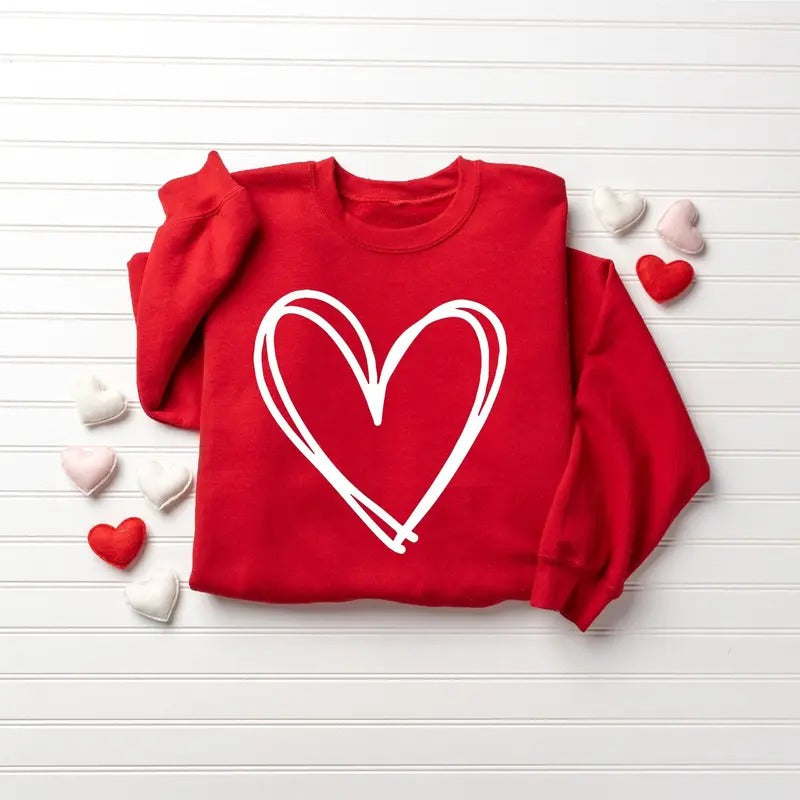 Valentines Day Sweatshirt Heart Sweatshirt, Valentines Day Sweater For Women Teachers Valentines Day Cute Heart Sweater...