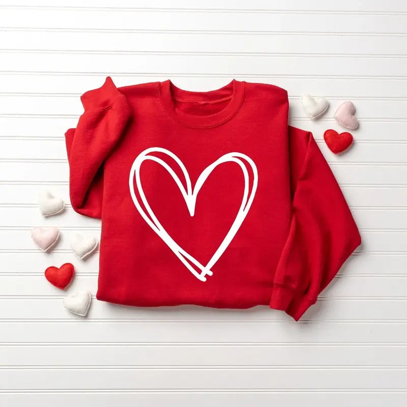 Valentines Day Sweatshirt, Heart Sweatshirt,Valentines Day Sweater For Women, Cute Heart Sweater T-Shirts, Hoodie