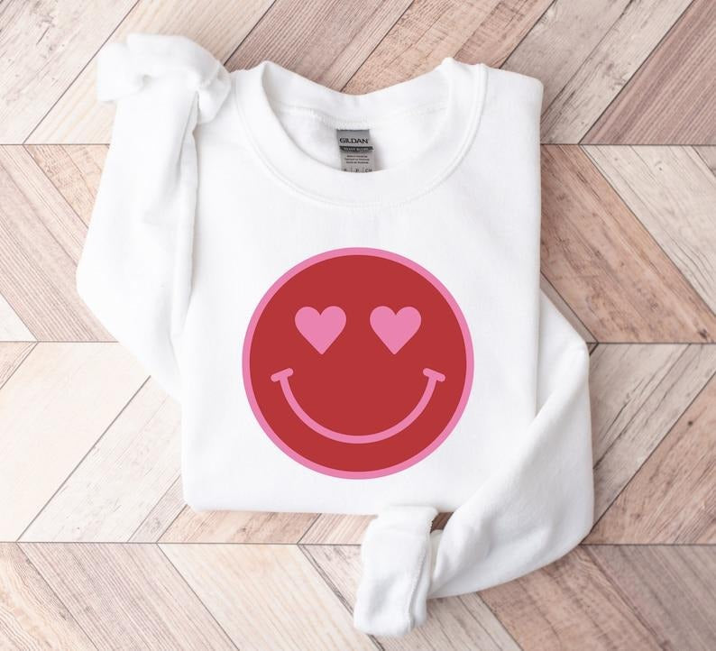 Valentines Day Sweatshirt, Smile Face Hoodie and Sweater; T-shirt Cotton Menswear Polyester Tops | HypeCrazeTee.com