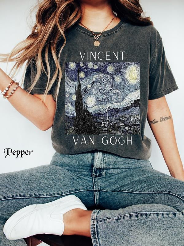 Van Gogh T-Shirt, Starry Night Shirt, Artsy Shirt, Van Gogh Gift, Vintage Aesthetic, Aesthetic Clothing, Art History Tee,...