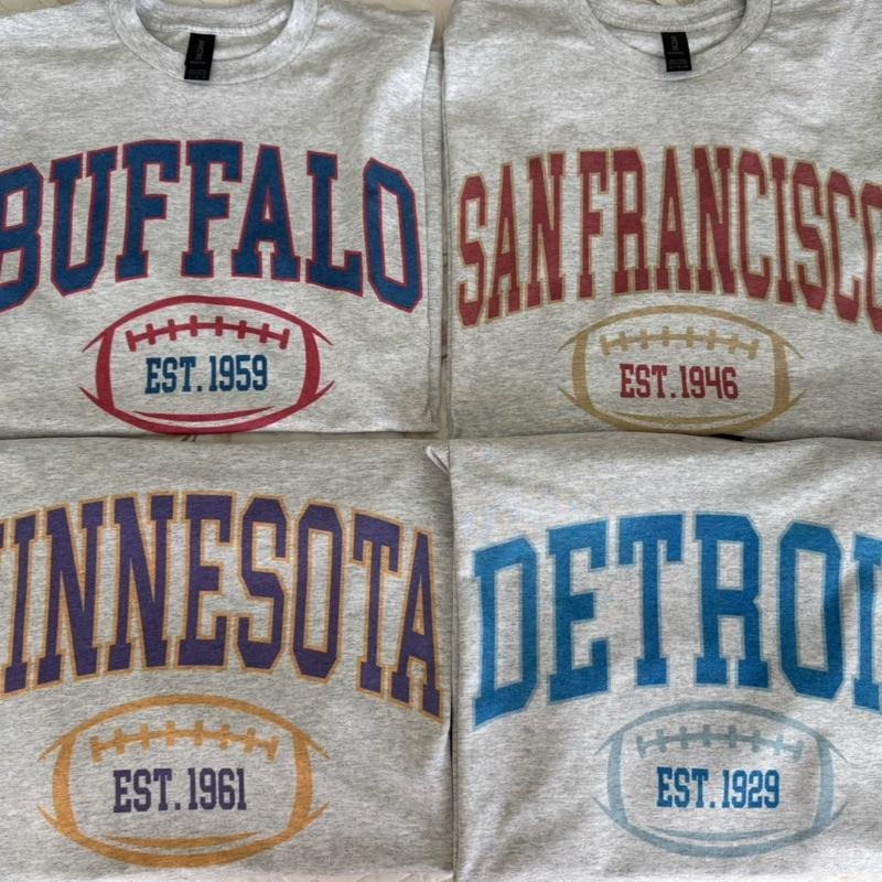 Varsity Football T Shirt Established Year T Shirt Comfy Graphic Tee Hoodie, Sweatshirt | HypeCrazeTee.com