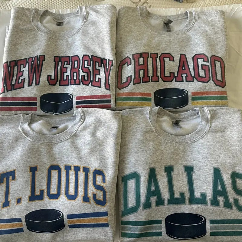 Varsity Hockey Sweatshirt Sweater Comfy Sweatshirt T-Shirts, Hoodie | HypeCrazeTee.com