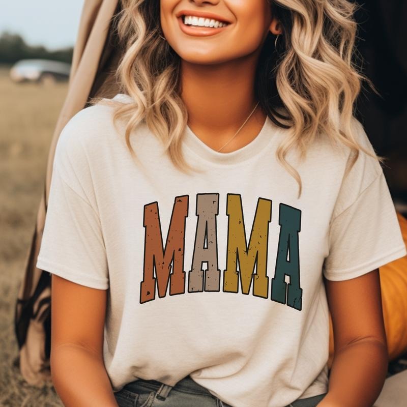 Varsity Mama Tees Fall Varsity Mama Tshirts Mom Mama Varsity Graphic Sweatshirt Mama Gift Tee Autumn Mama T-Shirt Casual...