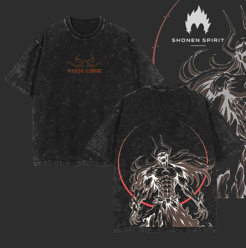 "Vasto Lorde" Ichigo Kurosaki - Bleach Anime Double Printed Vintage Washed Unisex Oversize Anime Manga Washed Heavyweight...