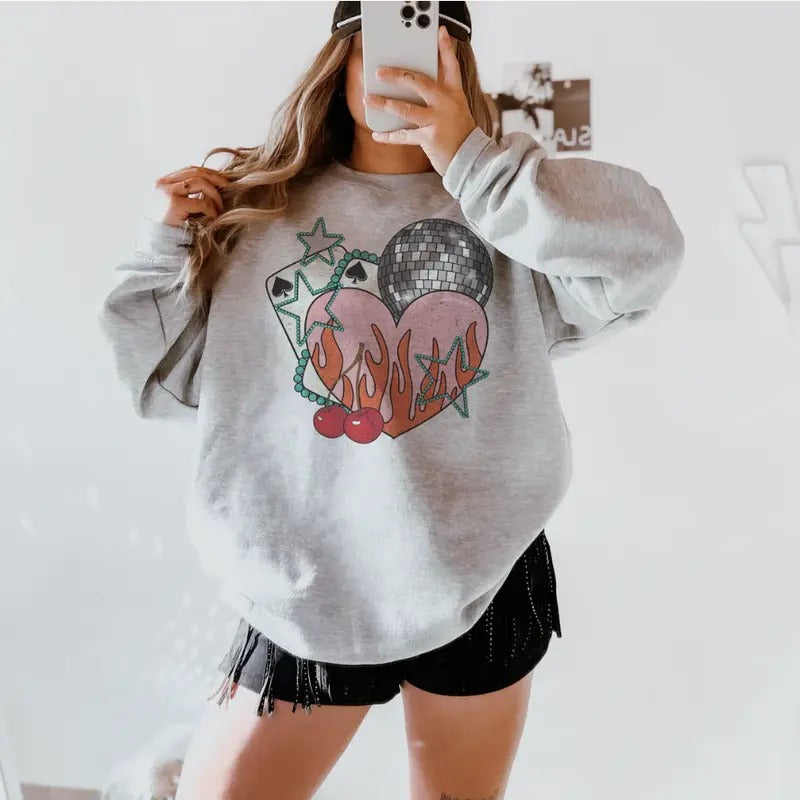 Vegas Heart Sweatshirt, western clothing, western outfits women, western tops, T-shirt and Hoodie | HypeCrazeTee.com