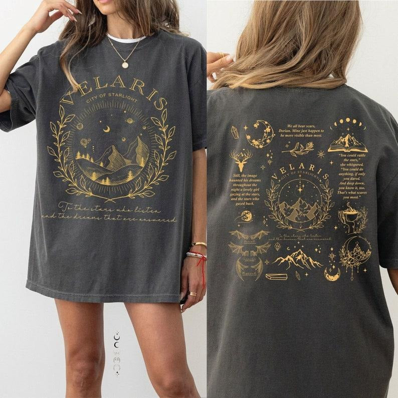 Velaris 2-sides T-shirt, Velaris City Of Starlight T-shirt, The Night Court Shirt, City of Starlight T-Shirt Hoodie,...