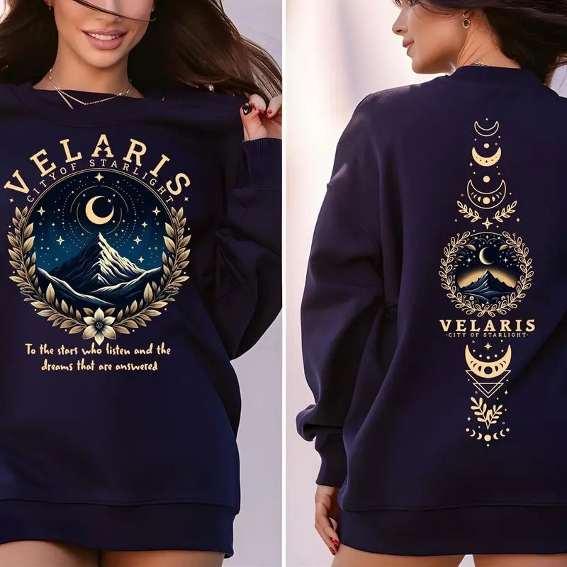 Velaris ACOTAR Sweatshirt, Velaris City Of Starlight, Court of Dreams,Rhysand,Cassian,horns and Roses Shirt Cotton...