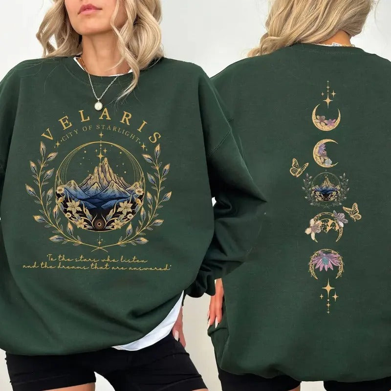 Velaris City Of Starlight Two-Sided Sweatshirt, Acotar Velaris Sweatshirt, Court of Dreams, Velaris Bookish T-Shirts, Hoodie