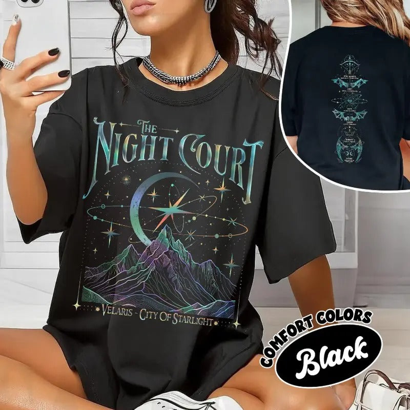 Velaris The Night Court Acotar 2 Sided Shirt, throne of glass merch, Court Of Dreams, Inner Circle Acotar Tee, acotar...