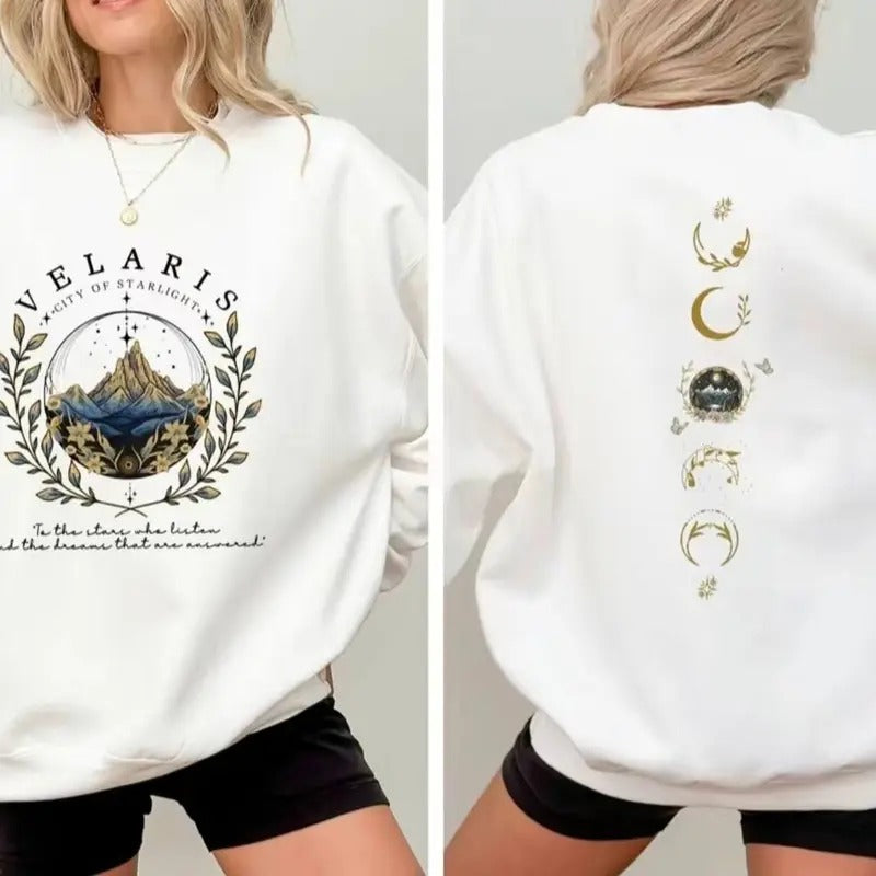 Velaris To The Stars Who Listen 2-Sides Sweatshirt - Unisex Medium-Heavy Fabric, Casual Style, Long Sleeve, Crew Neck,...