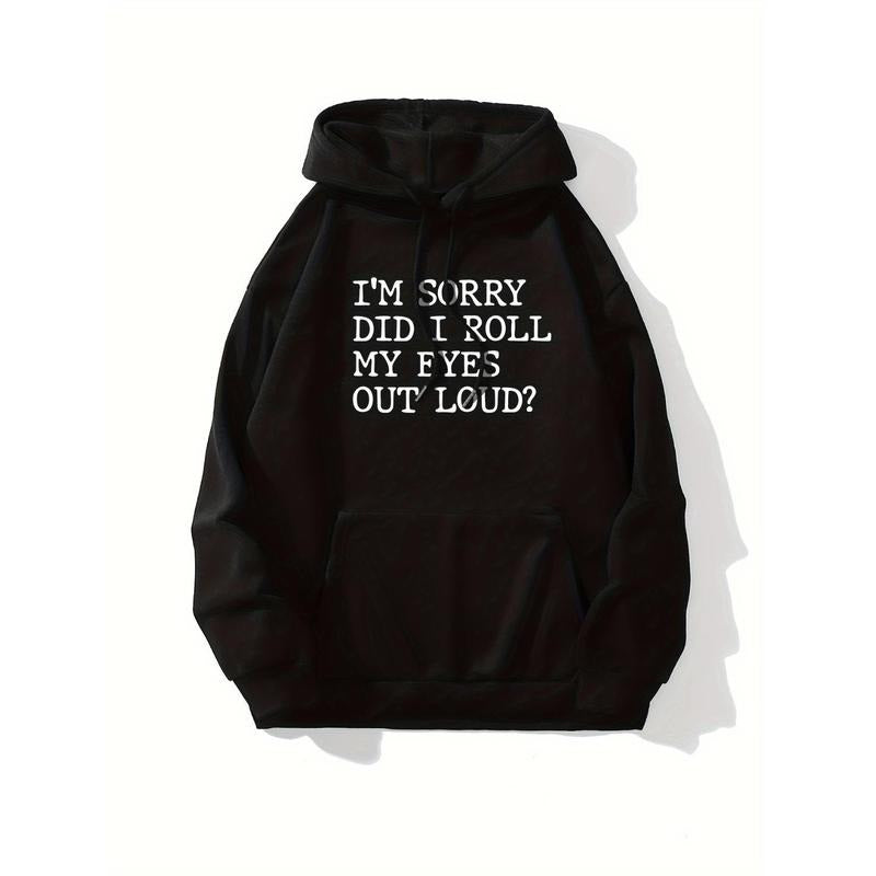 [Versatile Hoodie, Letter Print] Versatile Drawstring Kangaroo Pocket Simple Hoodie - Letter Print Hoodies Sweatshirt for...