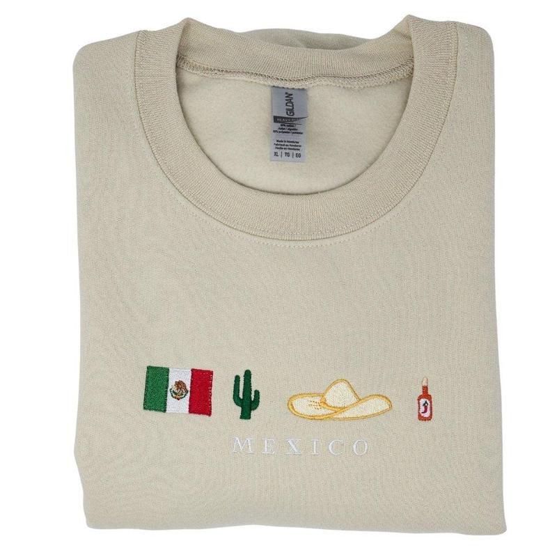 Vibrant Mexico Embroidered Sweatshirt T-Shirts, Hoodie | HypeCrazeTee.com