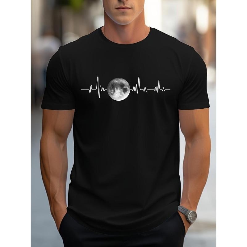 Vibrant Moon Print Round Neck Short Sleeve Spring Summer Comfortable Regular Fit Breathable Soft Fabric Casual Made USA T-Shirts, Hoodie, Sweatshirt