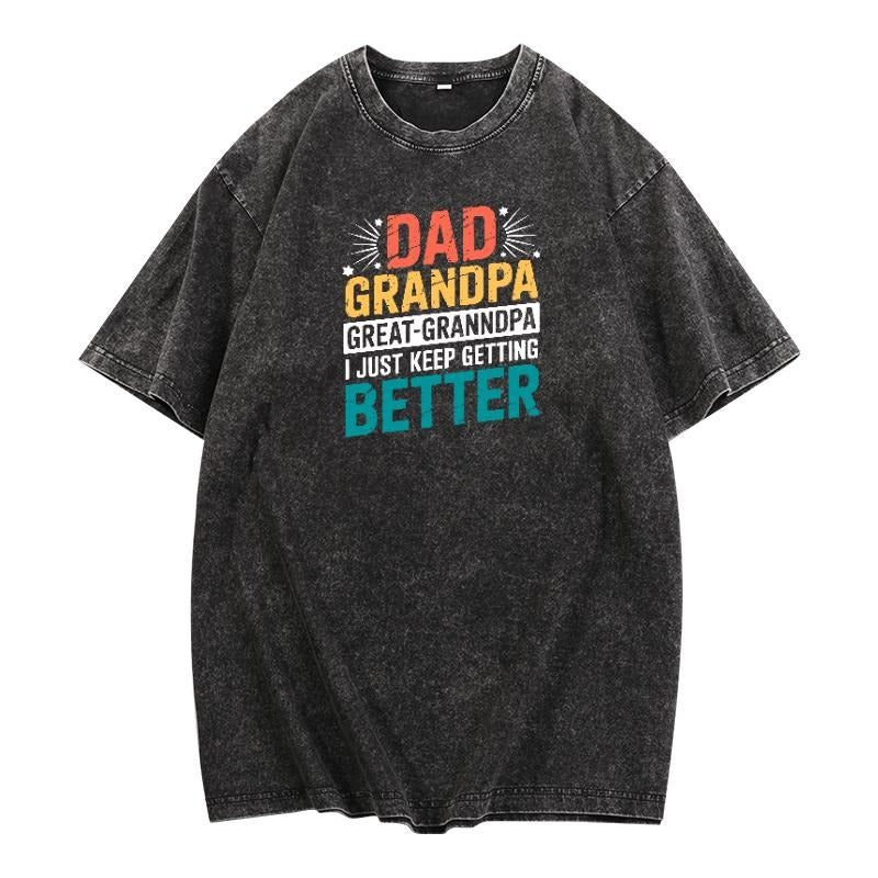 Vintage - Washed T - Shirt Celebrating Family Roles: "Dad Grandpa Great