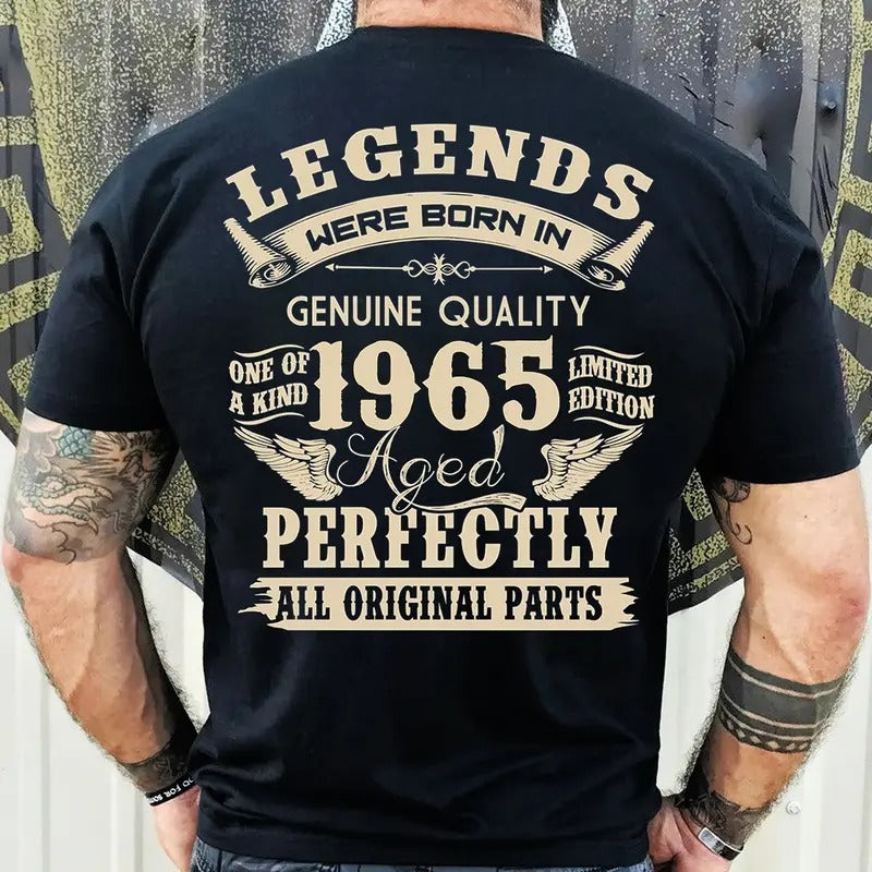 Vintage 1965 Birthday Shirt for Men, Legends were Born in 1965, Dad's Perfect Gift, 59th Birthday, Made in USA, 100%...