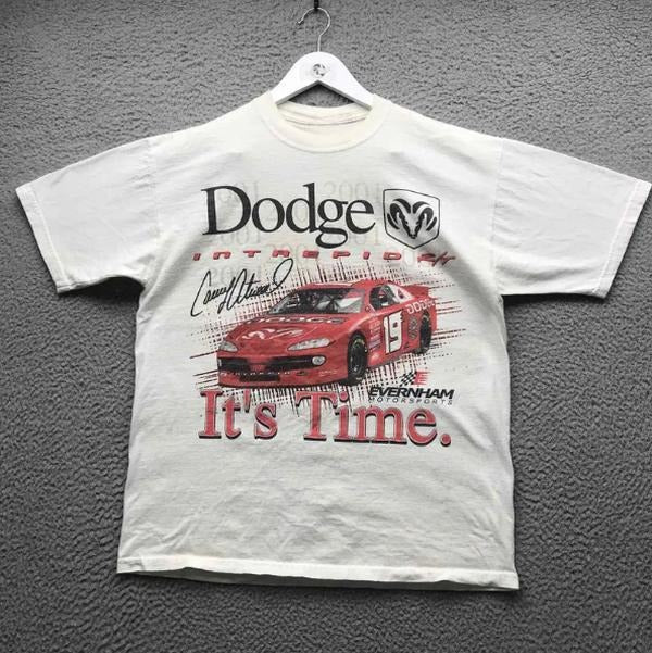 Vintage 2001 Casey Atwood Dodge T-Shirt Mens Medium Short Sleeve Graphic White, Racing Shirt, Unisex T-Shirt, For Men...