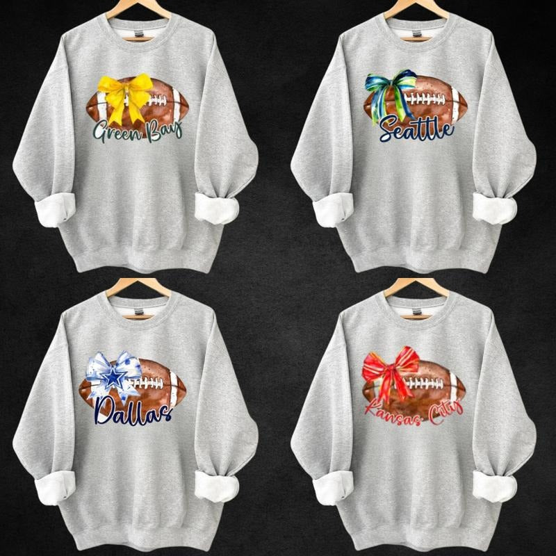 Vintage 90s Graphic Style All Teams Football Sweatshirt, All-Team Football Coquette Grey Crewneck Sweatshirt T-Shirts, Hoodie
