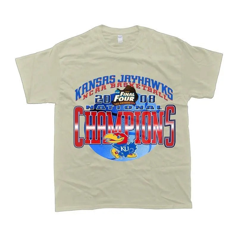 Vintage 90s Kansas Jayhawks 2008 Champs T Shirt Casual Classic Menswear T-Shirt Top Hoodie, Sweatshirt | HypeCrazeTee.com