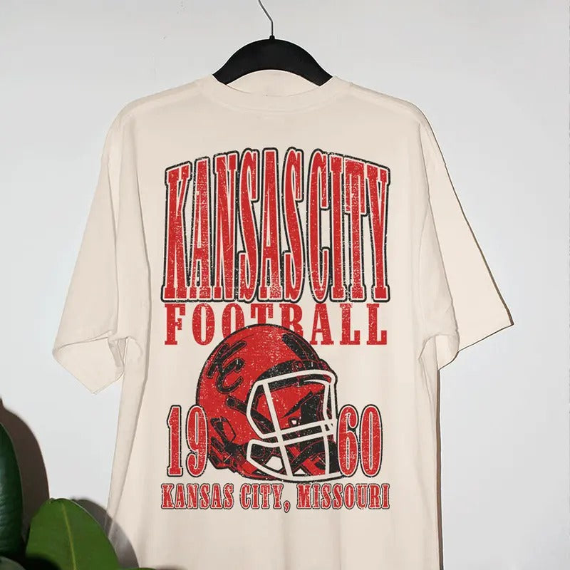 Vintage 90s Kc Football Tshirt, Game Day Apparel, Retro Football Tee, Favorite Team Shirt, Sunday Game Day Clothes,...