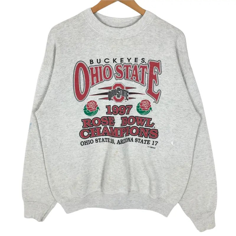 Vintage 90s Ohio State University Buckeyes 1997 Rose Bowl Crewneck Pullover Sweatshirt T-Shirts, Hoodie | HypeCrazeTee.com