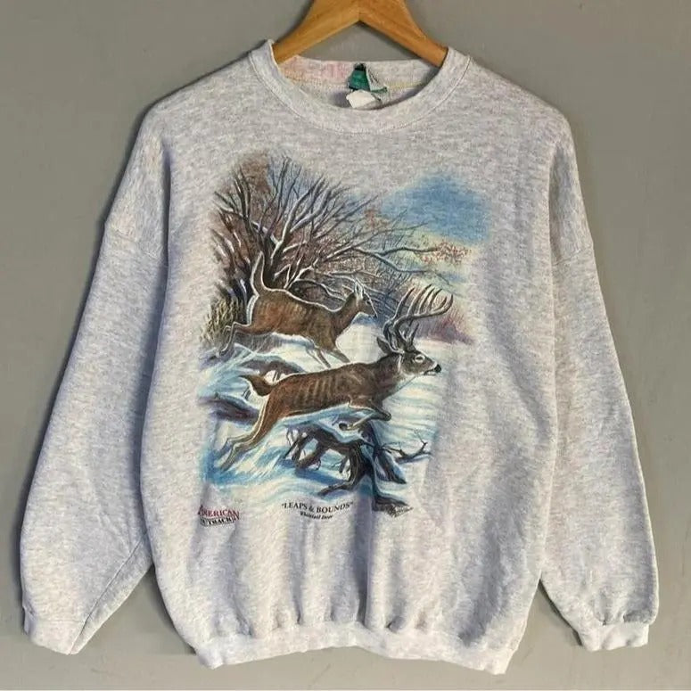 Vintage 90s Whitetail Deer Sweatshirt, Deer Stag Wilderness Sweatshirt, Deer Stag Wilderness Sweater, Deer Stag Sweatshirt