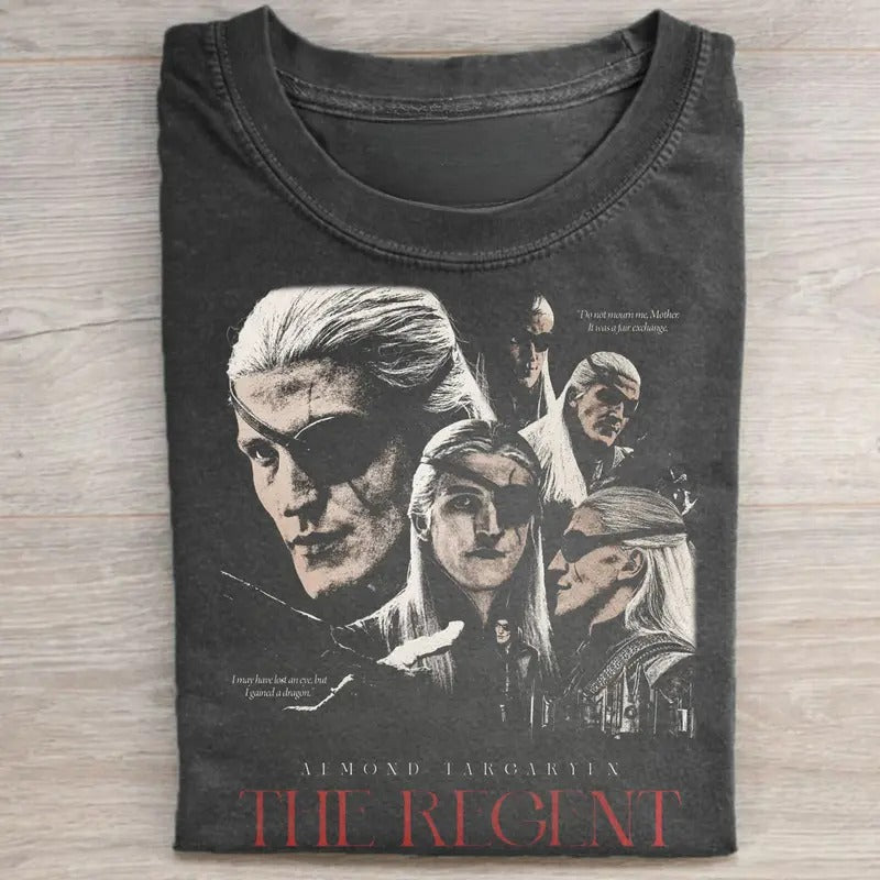 Vintage Aemond Targaryen The Prince Regent Graphic Tee - House of the Dragon Movie Shirt - House Targaryen Merch