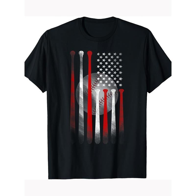 Vintage Baseball American Flag T-shirt, classic black T-shirt for mom and Dad 100% cotton T-shirt Made in USA Hoodie,...