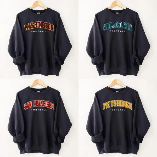 Vintage Black Football Team Sweatshirt - Classic Design for All Fans T-Shirts, Hoodie | HypeCrazeTee.com