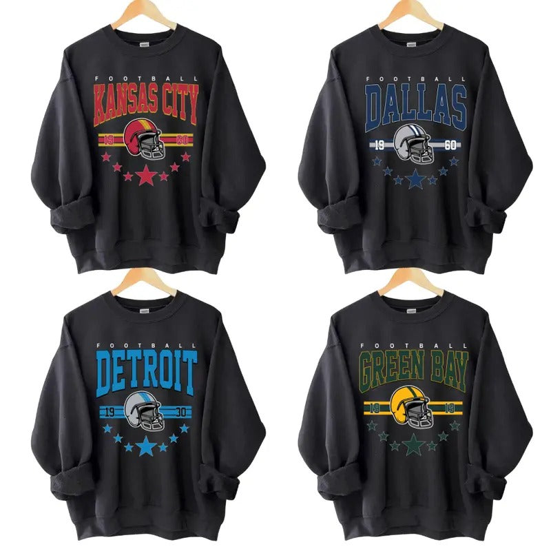Vintage Black Football Team Sweatshirt - Classic and Timeless For Every Football Fan T-Shirts, Hoodie | HypeCrazeTee.com