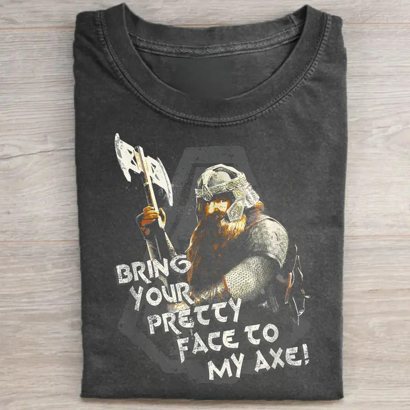 Vintage Bring Your Pretty Face To My Axe Graphic Tee - The Lord of The Rings Movie Shirt - LOTR Meme - The Two Towers