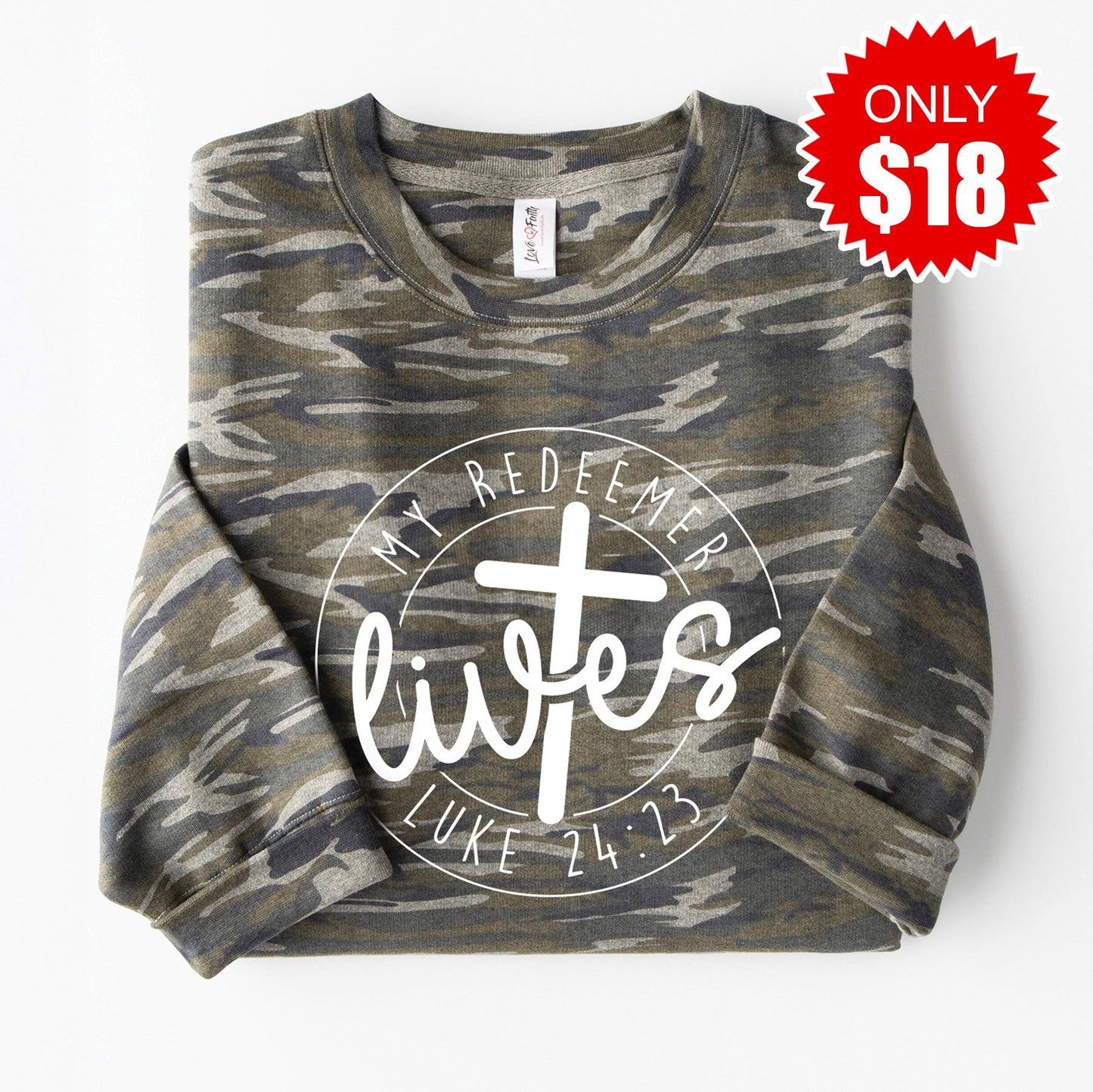 My Redeemer Lives Sweatshirt - Vintage Camo - 18
